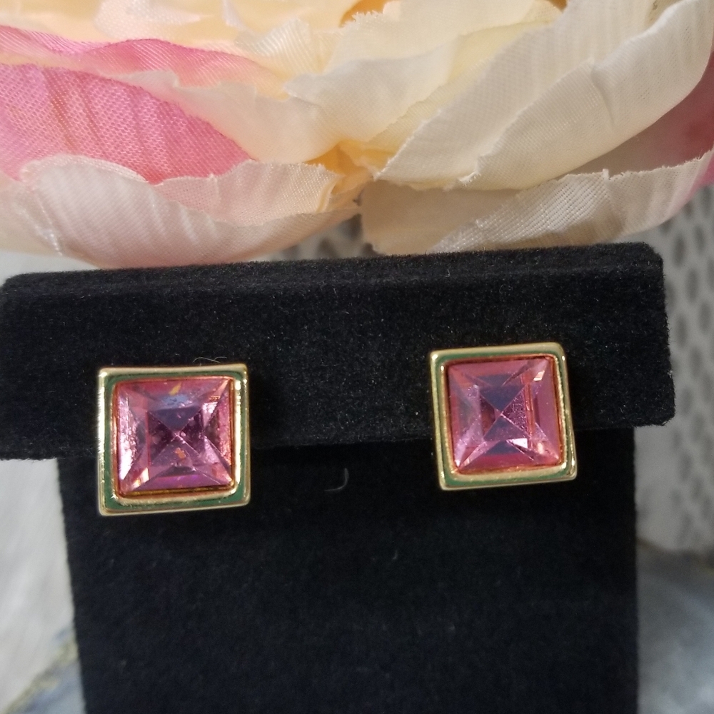 Swarovski Pink Faceted Crystal Earrings (Vintage)